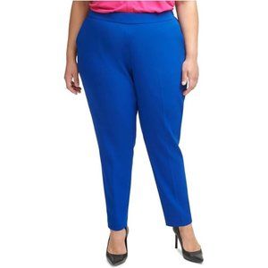 CALVIN KLEIN Womens Size 22W Blue Stretch Zippered Wear To Work Skinny Pants NEW